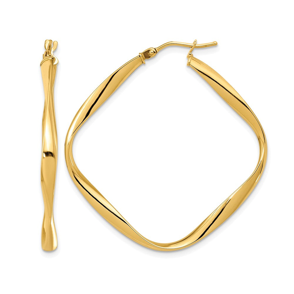 10K Polished Twisted Square Hoop Earrings
