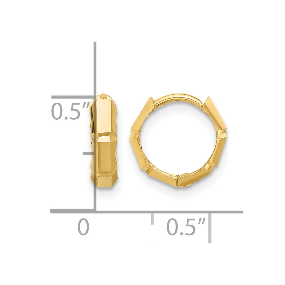 10K Polished and Diamond-cut Huggie Hoop Earrings
