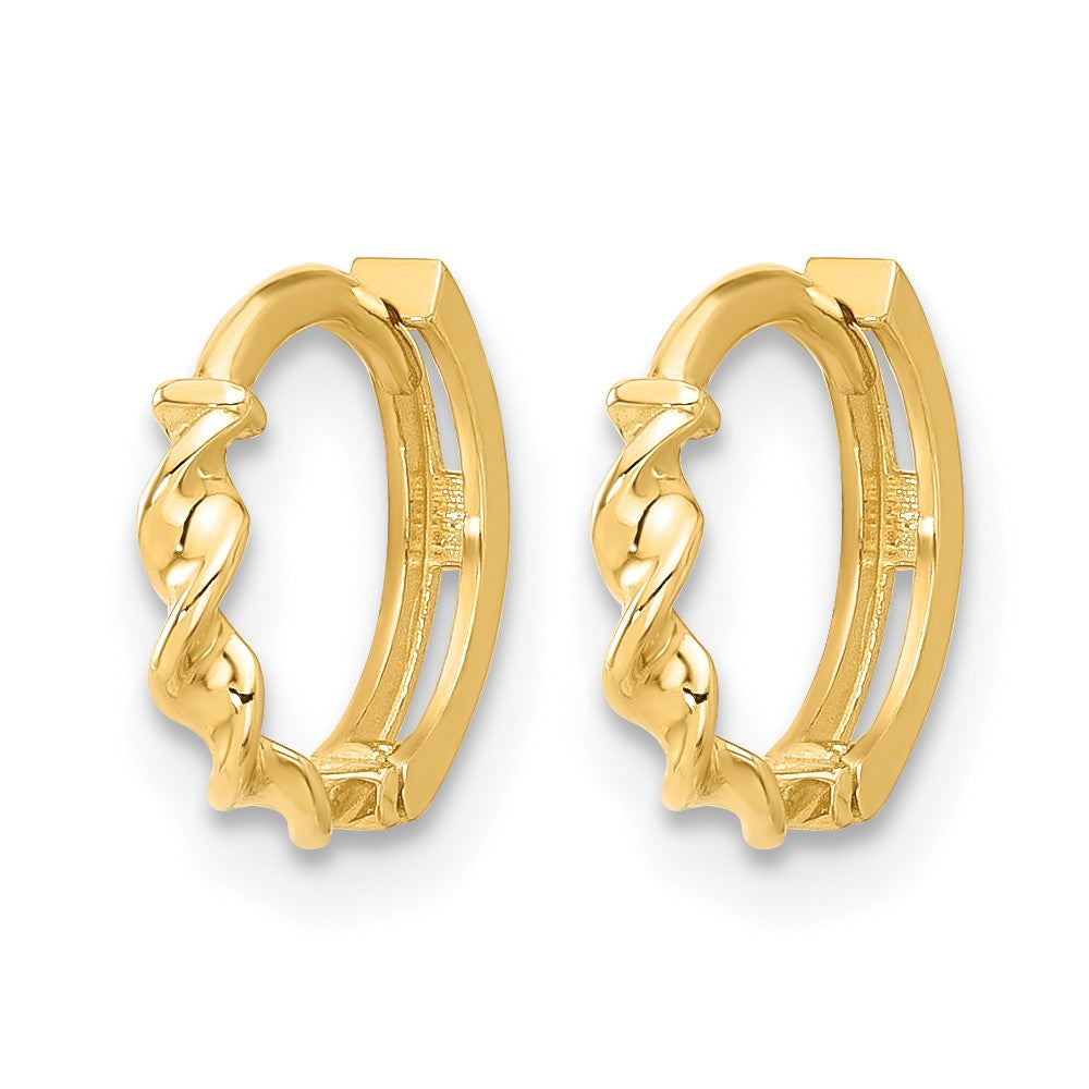 10K Polished Twisted Huggie Hoop Earrings