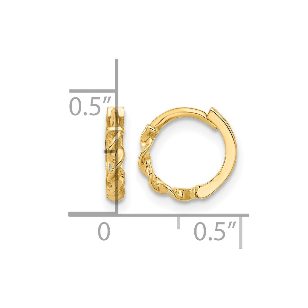 10K Polished Twisted Huggie Hoop Earrings