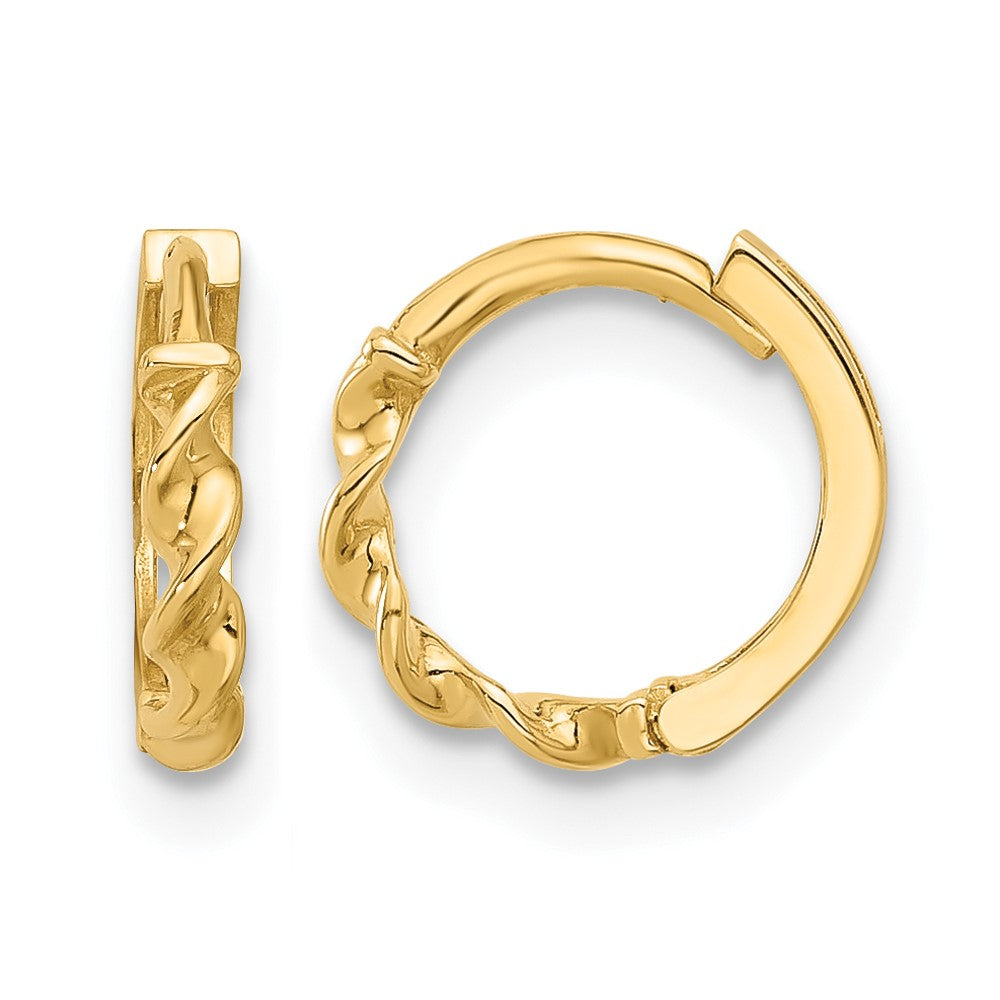10K Polished Twisted Huggie Hoop Earrings