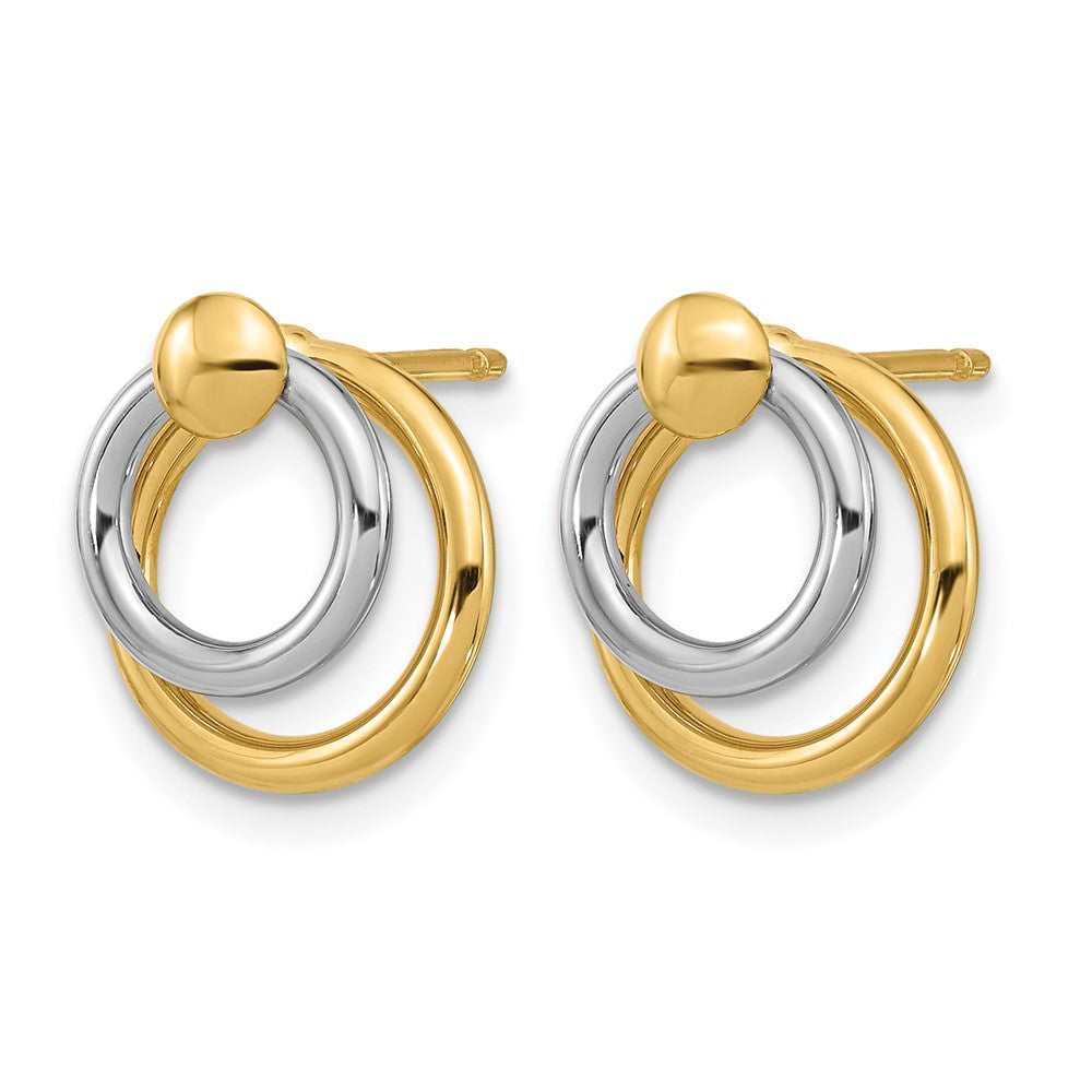 10K Two-tone Polished Post Dangle Earrings