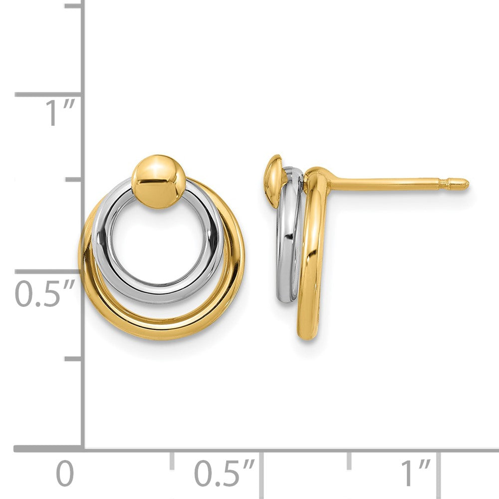 10K Two-tone Polished Post Dangle Earrings