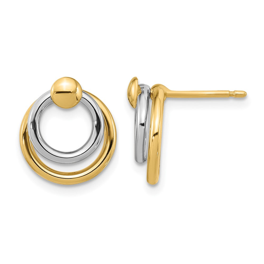 10K Two-tone Polished Post Dangle Earrings