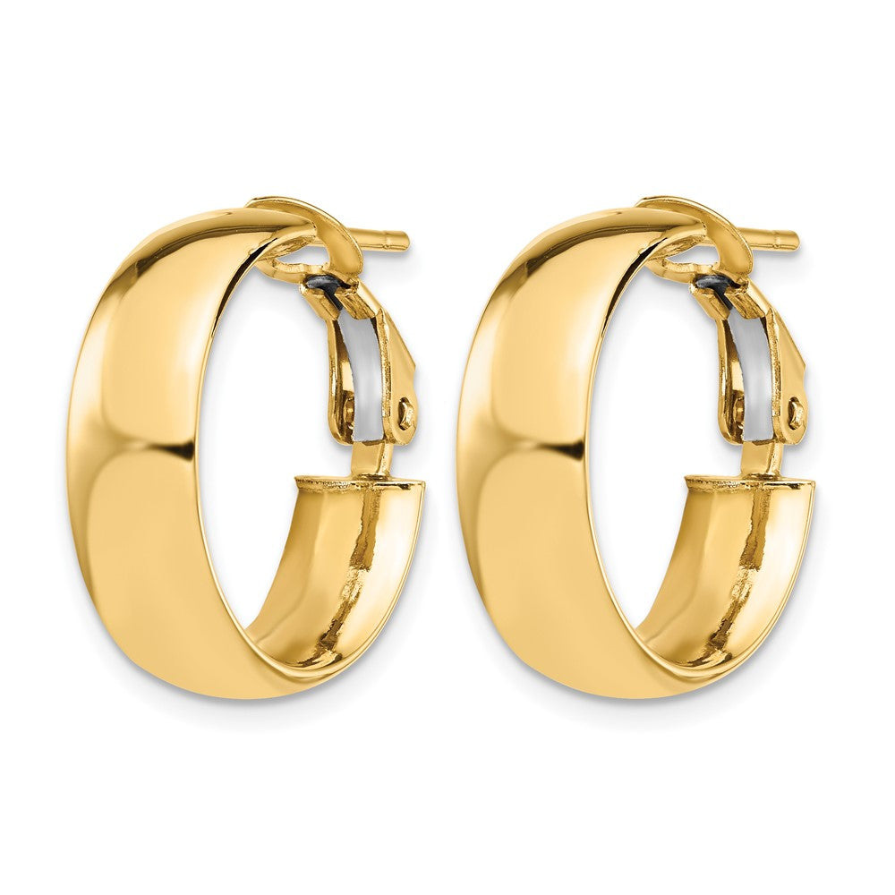 10K Polished Omega Back Hoop Earrings
