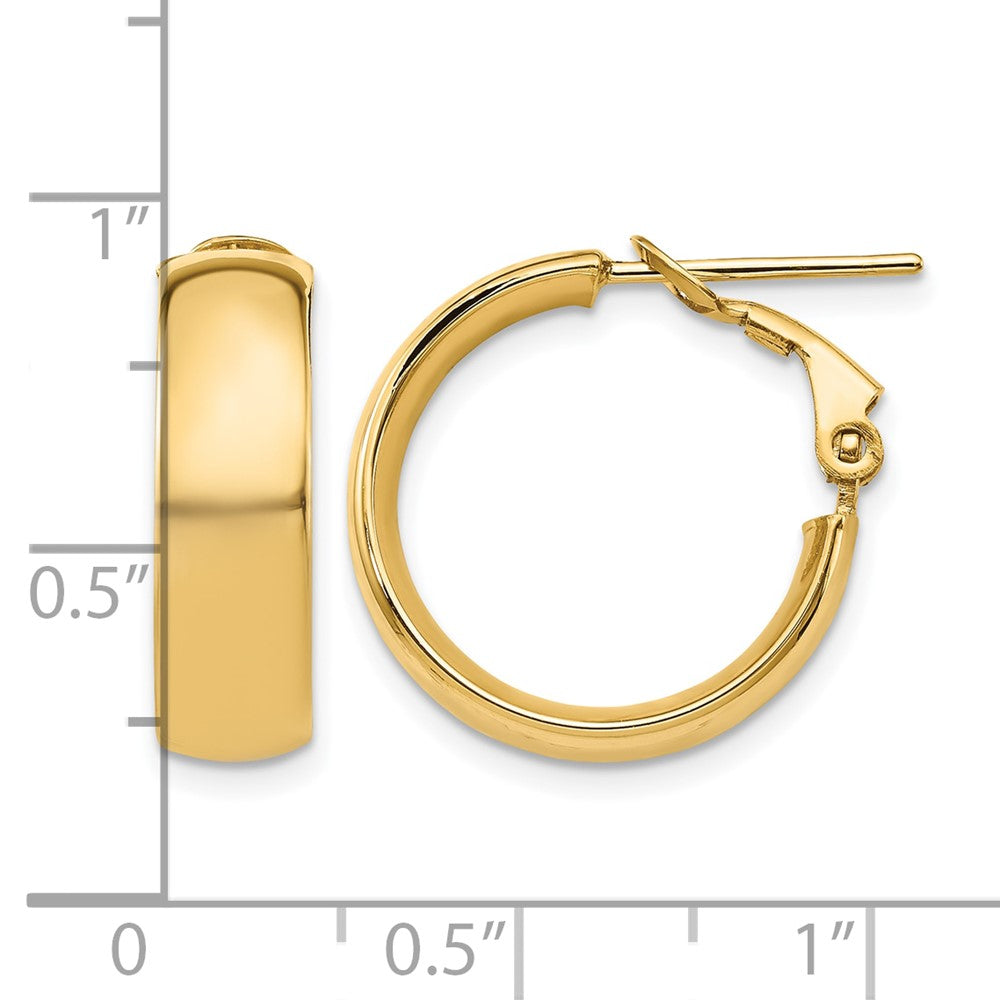 10K Polished Omega Back Hoop Earrings