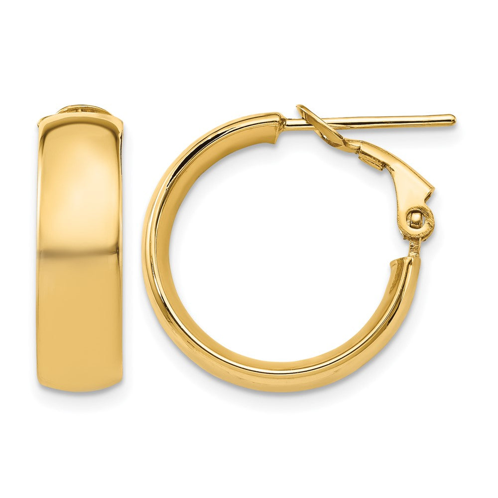10K Polished Omega Back Hoop Earrings
