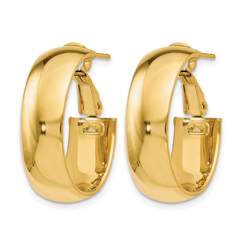 10K Polished Omega Back Hoop Earrings