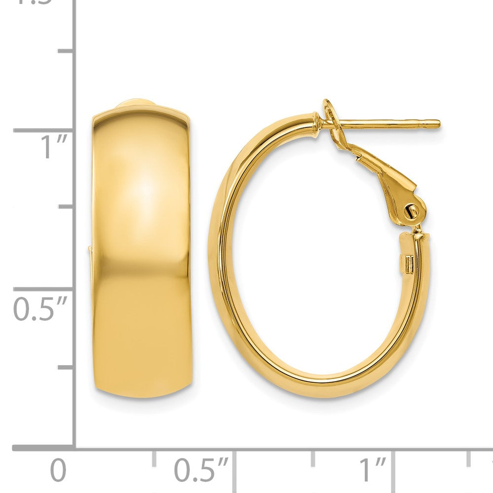 10K Polished Omega Back Hoop Earrings
