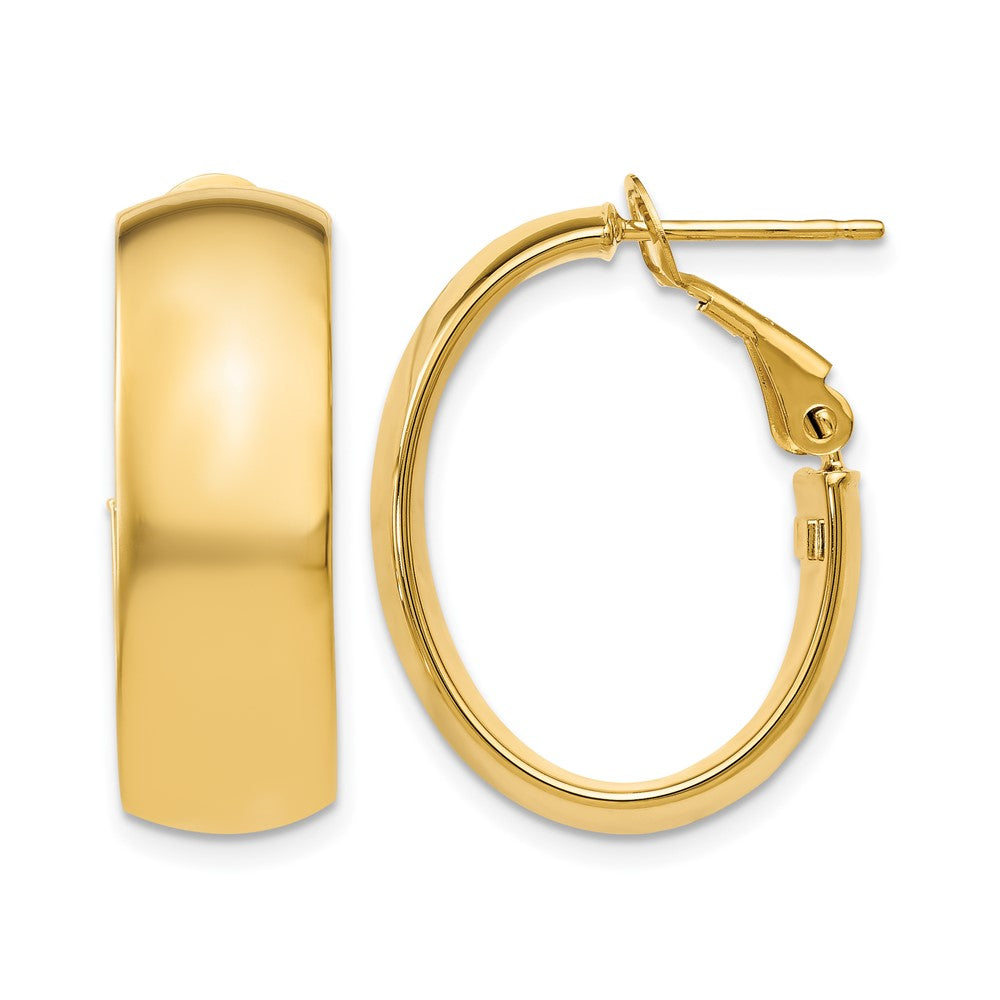 10K Polished Omega Back Hoop Earrings