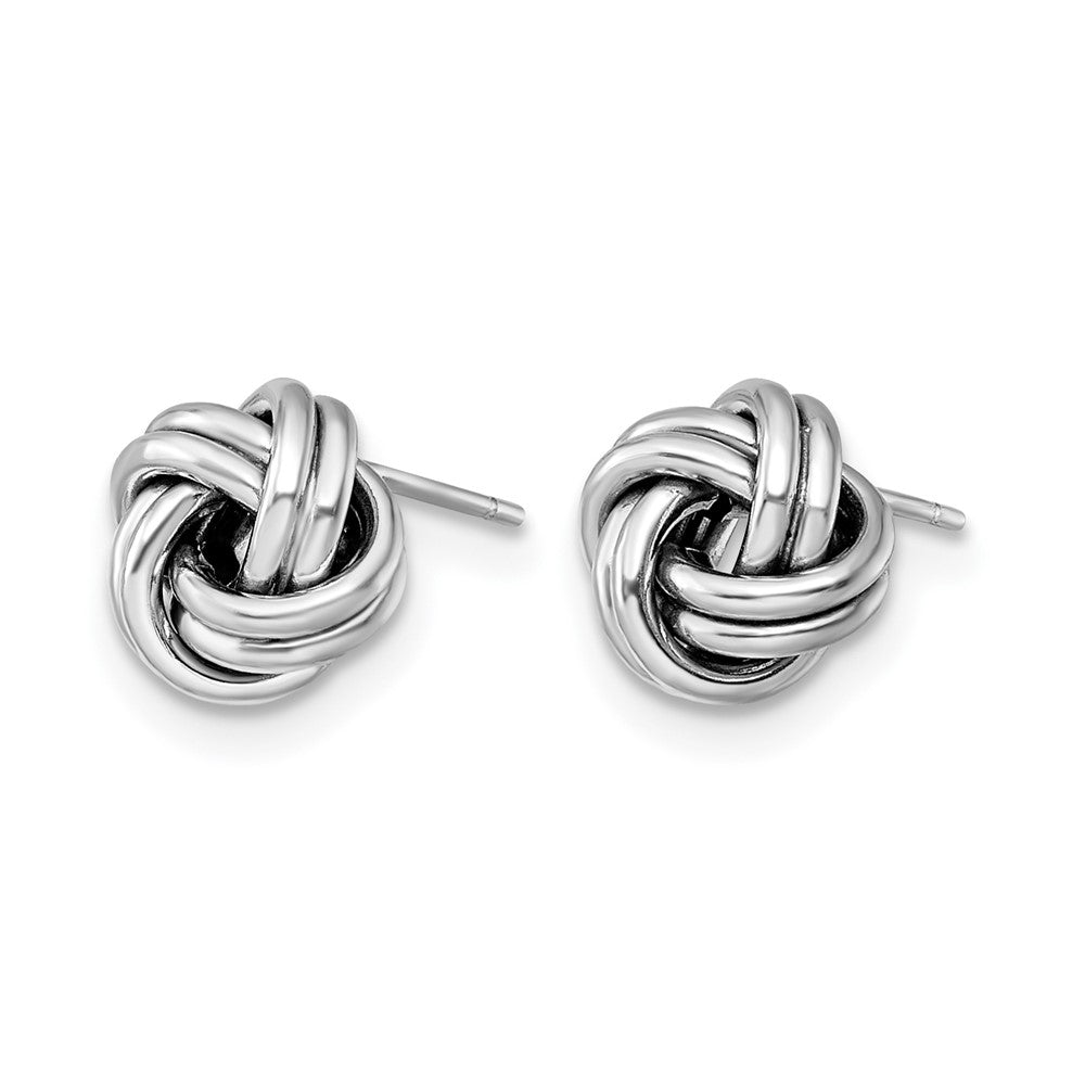 10K w/White Rhodium Polished Love Knot Post Earrings
