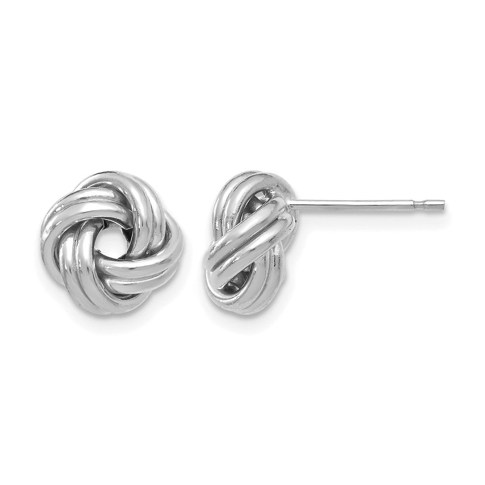 10K w/White Rhodium Polished Love Knot Post Earrings