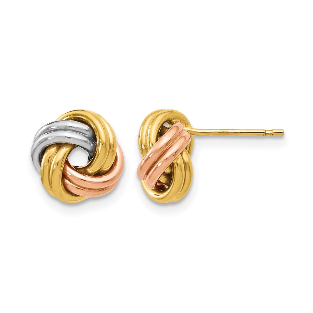 10K w/Wht RH and Rose GP Polished Love Knot Post Earrings