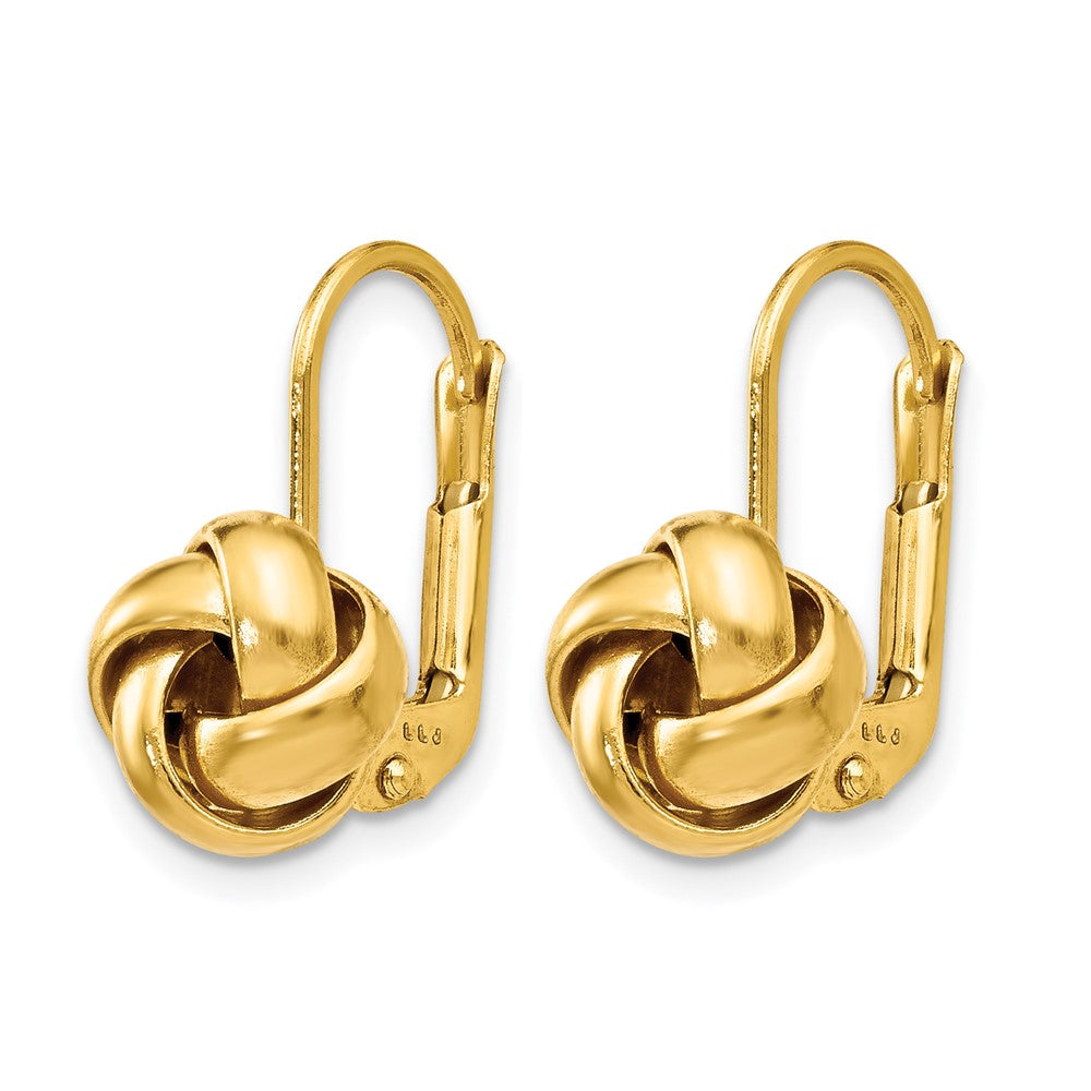 10K Polished Love Knot Leverback Earrings