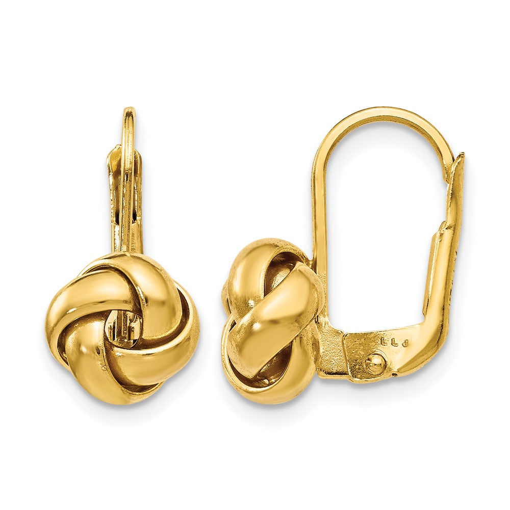 10K Polished Love Knot Leverback Earrings