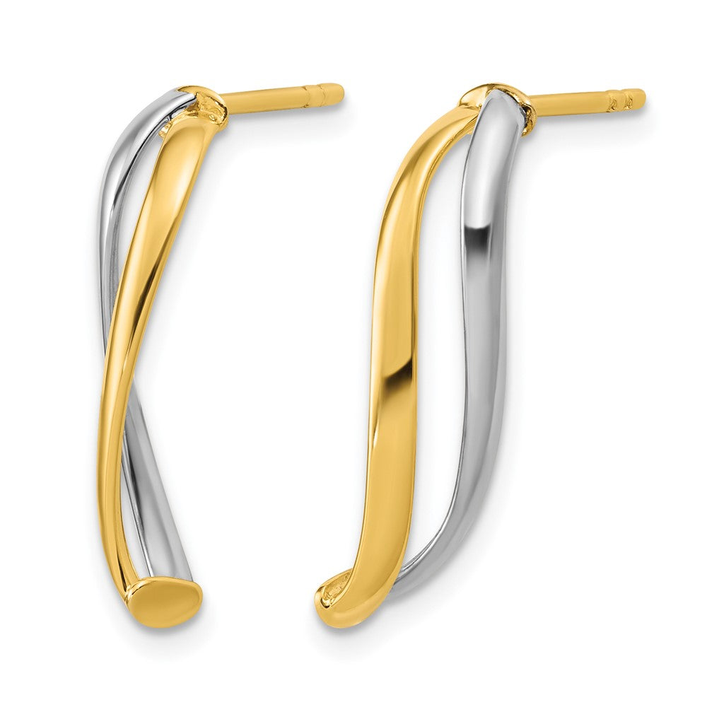 10K w/Rhodium Polished Curve Post Earrings