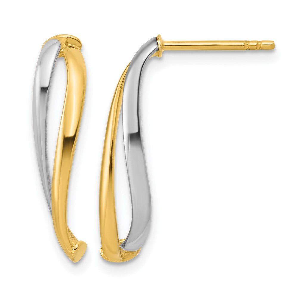 10K w/Rhodium Polished Curve Post Earrings