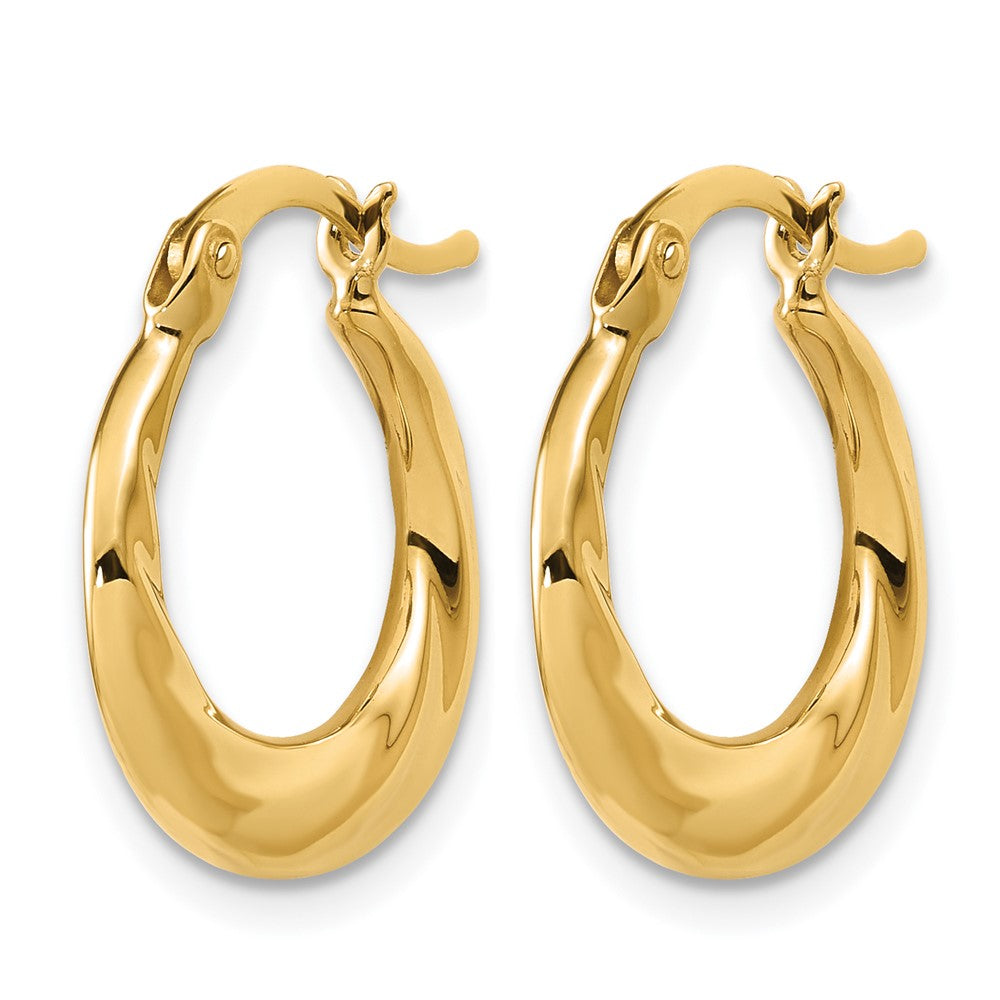 10K Polished Textured Hoop Earrings