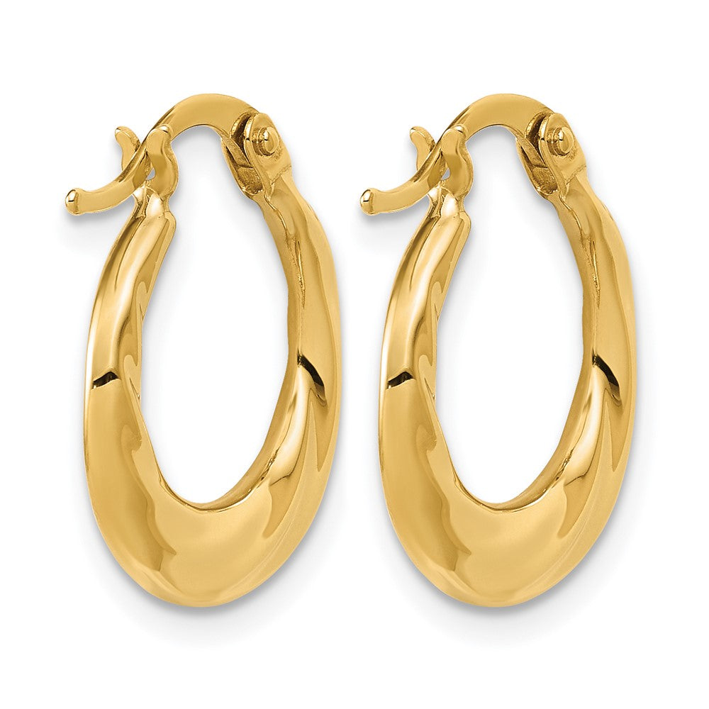10K Polished Textured Hoop Earrings