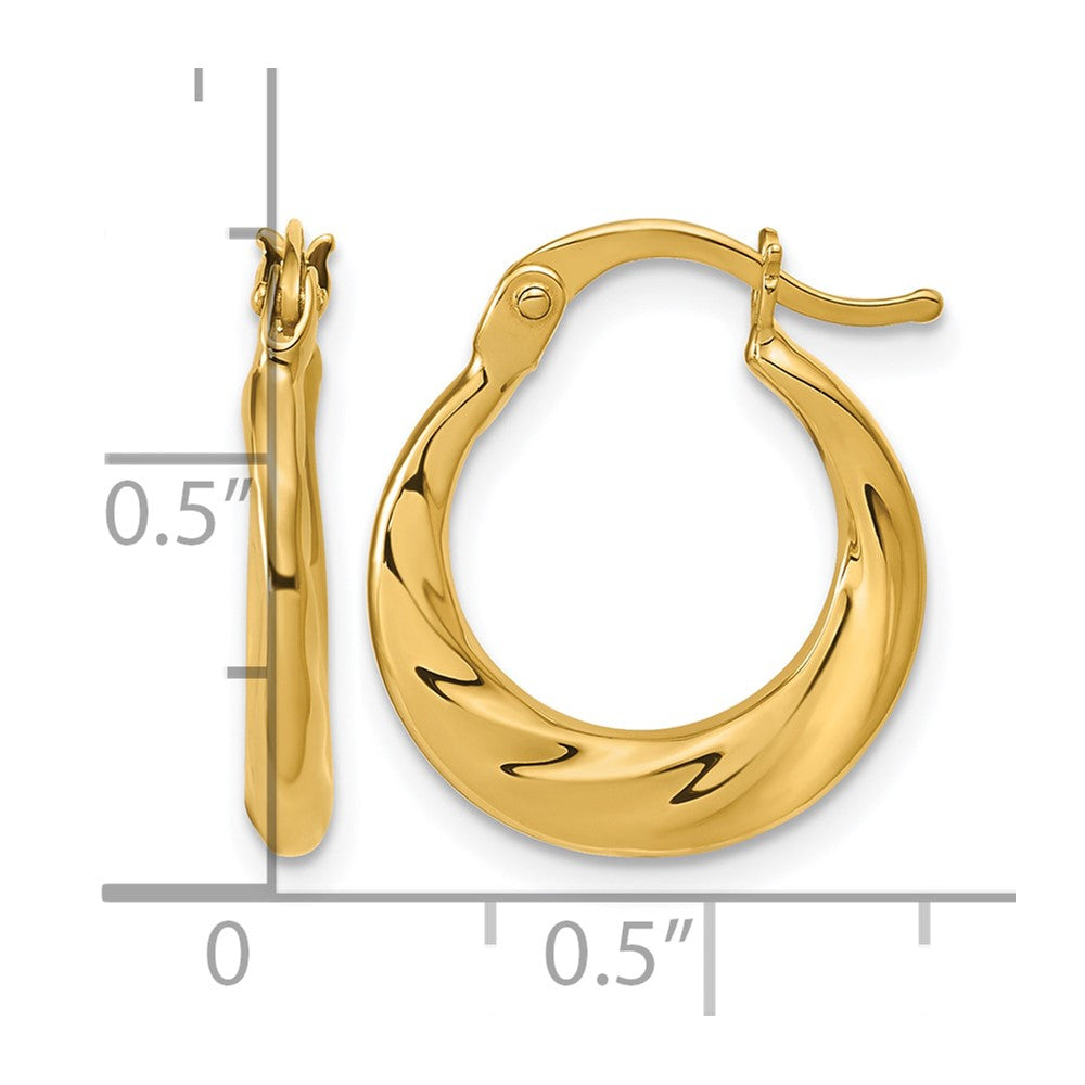 10K Polished Textured Hoop Earrings