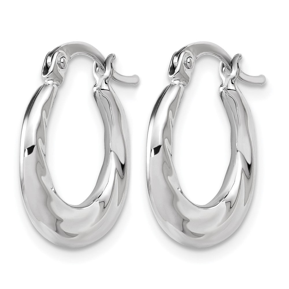 10K White Gold Polished and Grooved Hoop Earrings