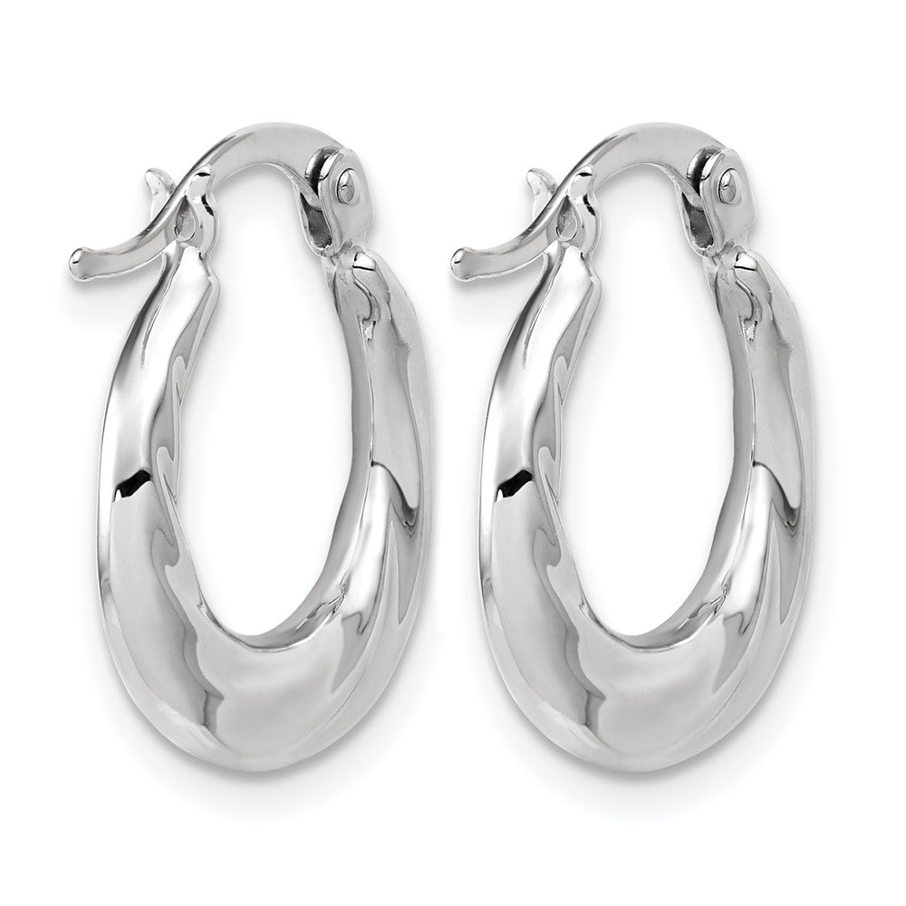 10K White Gold Polished and Grooved Hoop Earrings