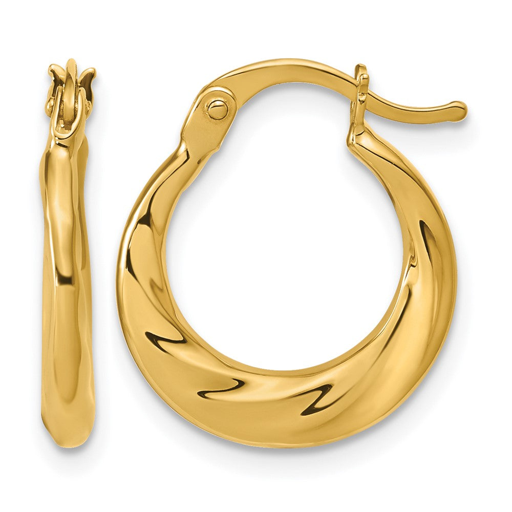 10K Polished Textured Hoop Earrings