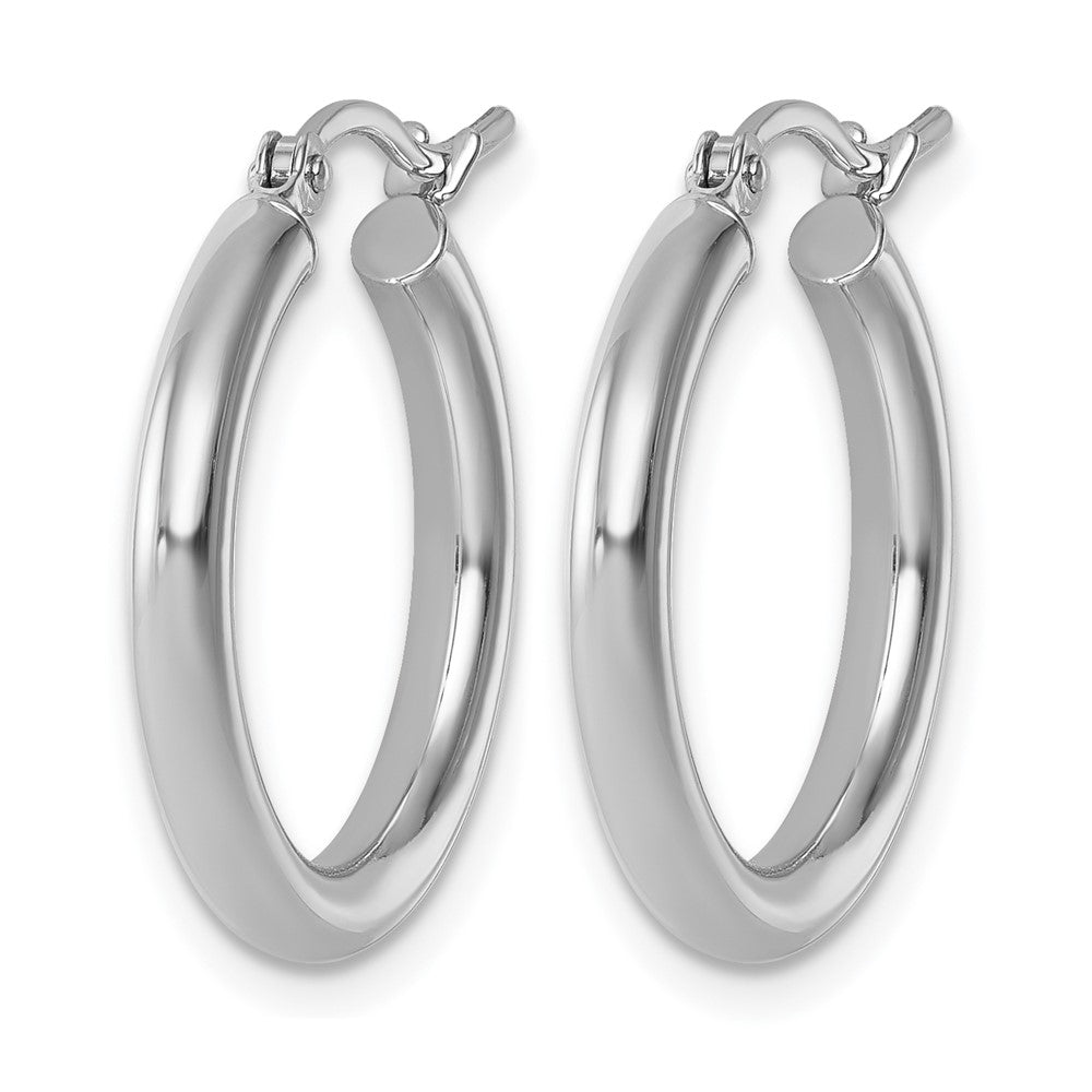 10K White Gold Polished 2.5mm Lightweight Tube Hoop Earrings