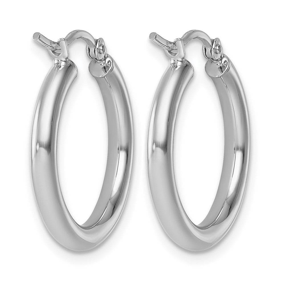 10K White Gold Polished 2.5mm Lightweight Tube Hoop Earrings