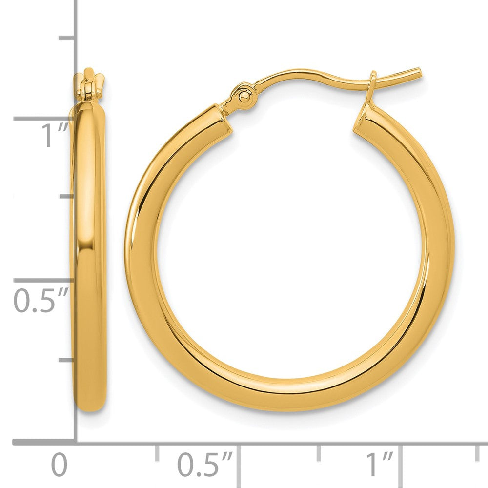 10K Polished 2.5mm Lightweight Tube Hoop Earrings