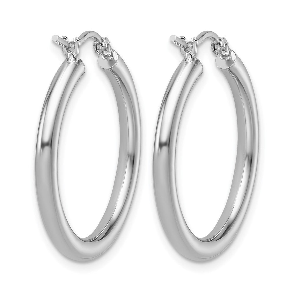 10k White Gold Polished 2.5mm Lightweight Tube Hoop Earrings