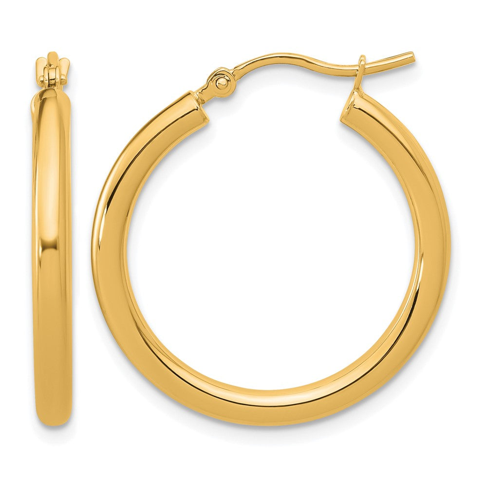 10K Polished 2.5mm Lightweight Tube Hoop Earrings