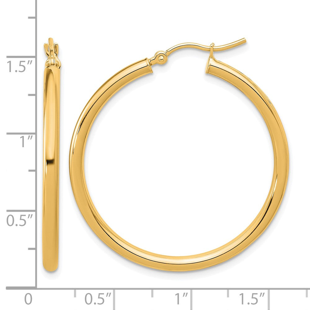 10k Polished 2.5mm Lightweight Tube Hoop Earrings