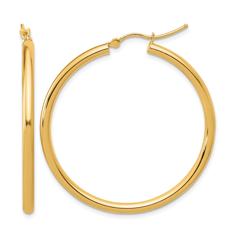 10k Polished 2.5mm Lightweight Tube Hoop Earrings