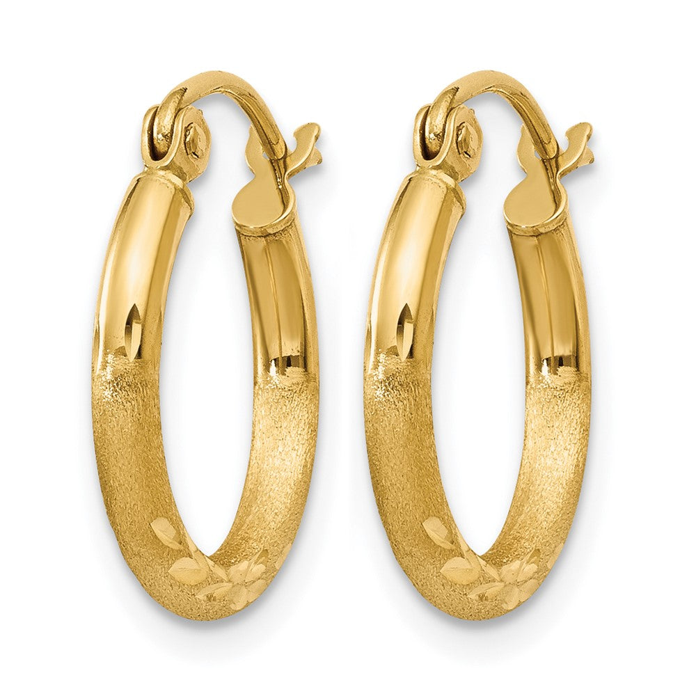 10k Satin and D/C 2mm Round Tube Hoop Earrings
