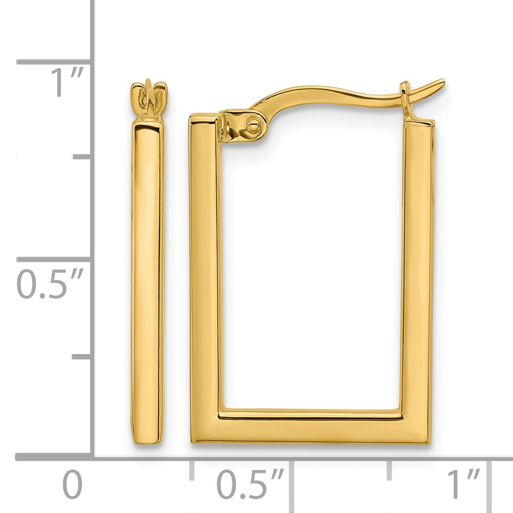 10K Polished Rectangle Hoop Earrings
