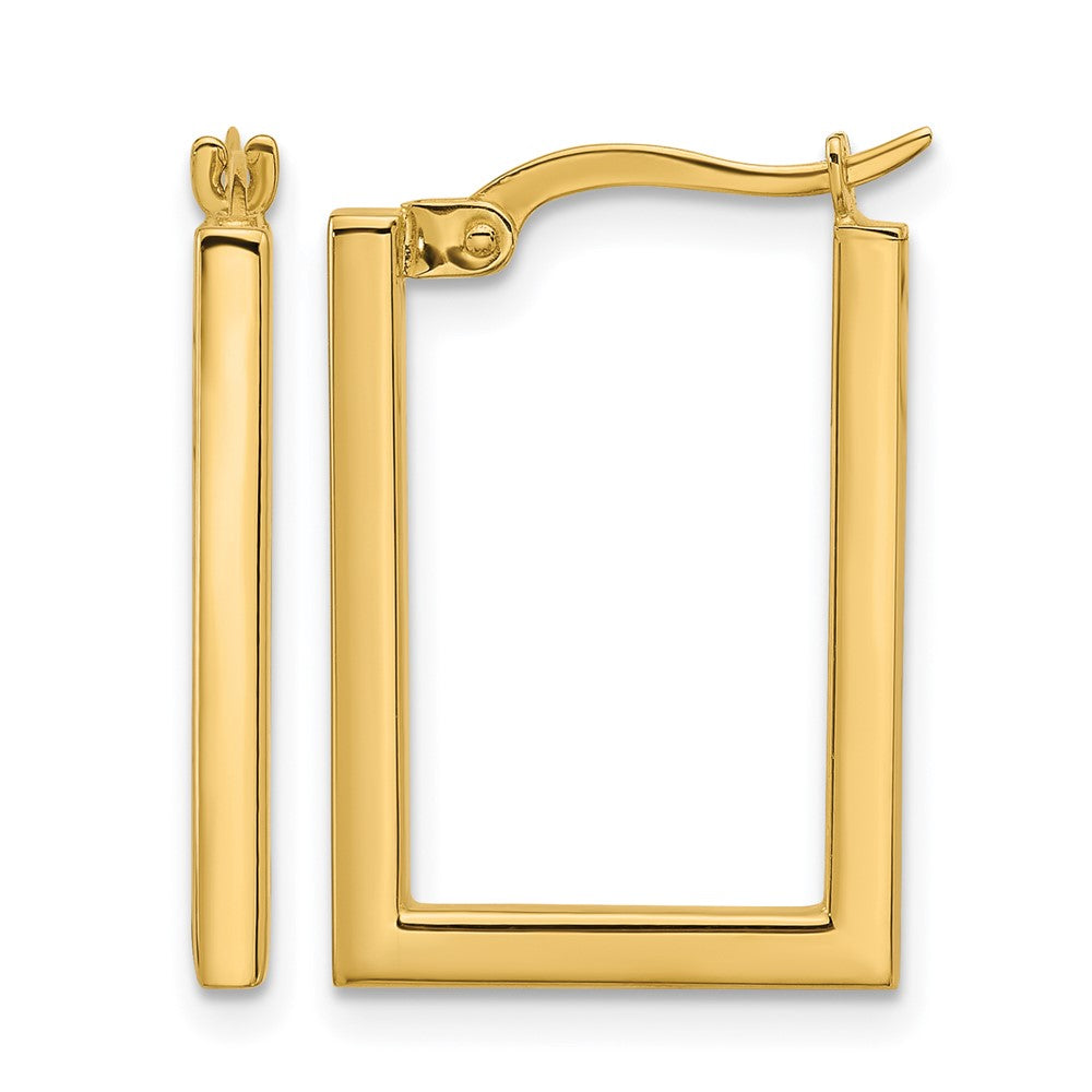 10K Polished Rectangle Hoop Earrings