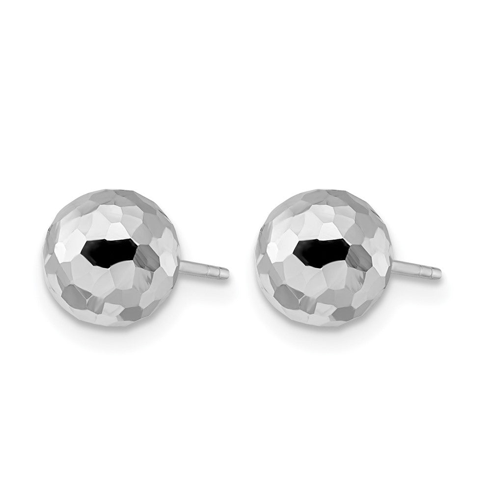 10K White Gold Polished Faceted Post Earrings