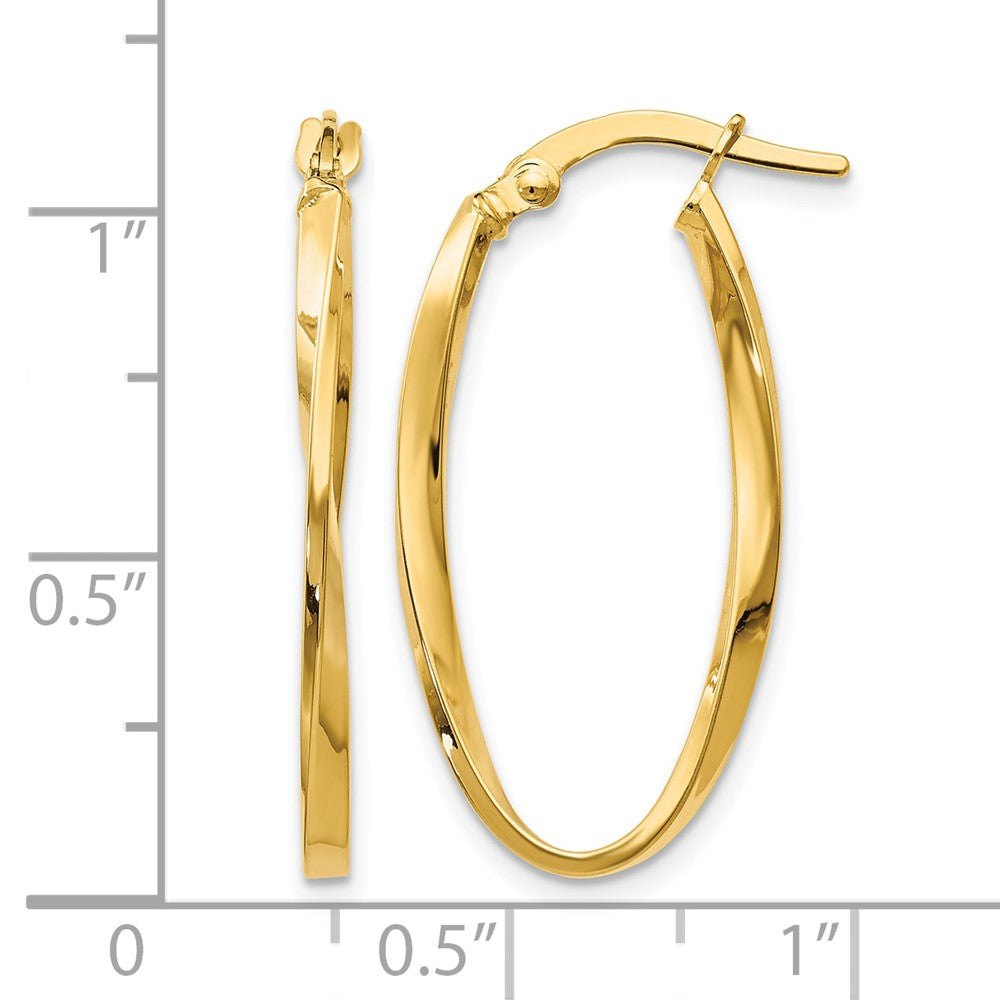 10K Twisted Oval Hoop Earrings