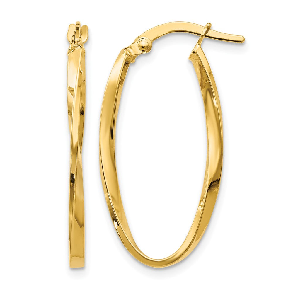 10K Twisted Oval Hoop Earrings