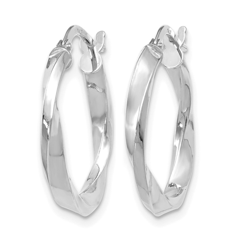 10K White Gold Polished Twisted Hoop Earrings
