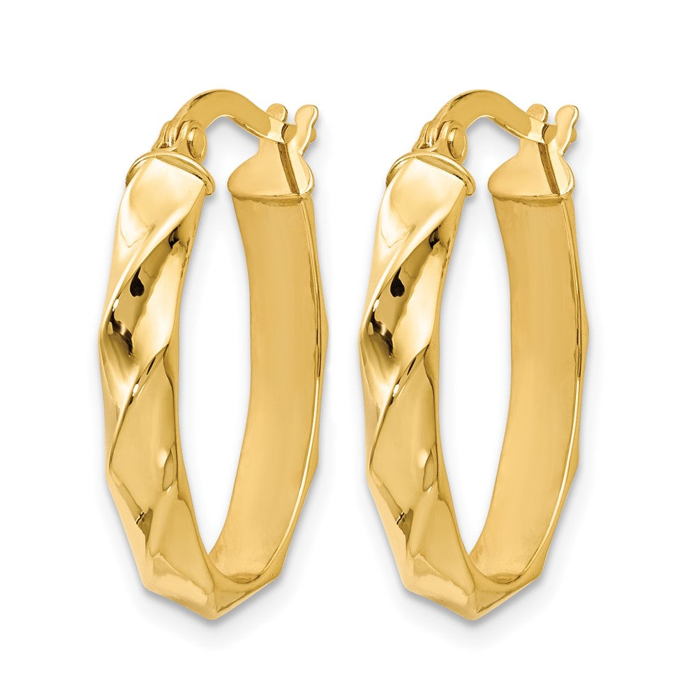 10K Polished and Twisted Oval Hoop Earrings