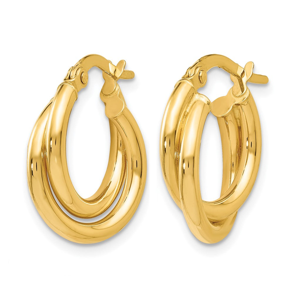 10K Polished Twisted Double Hoop Earrings