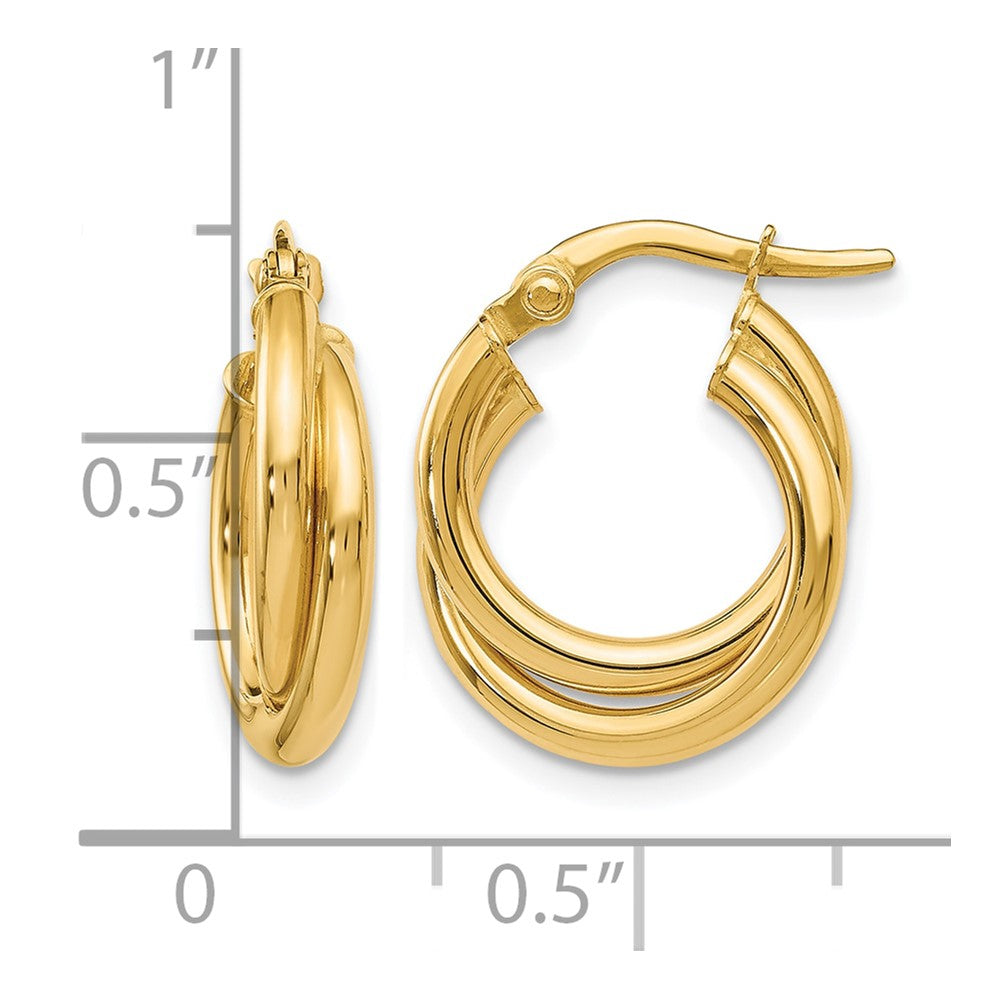 10K Polished Twisted Double Hoop Earrings