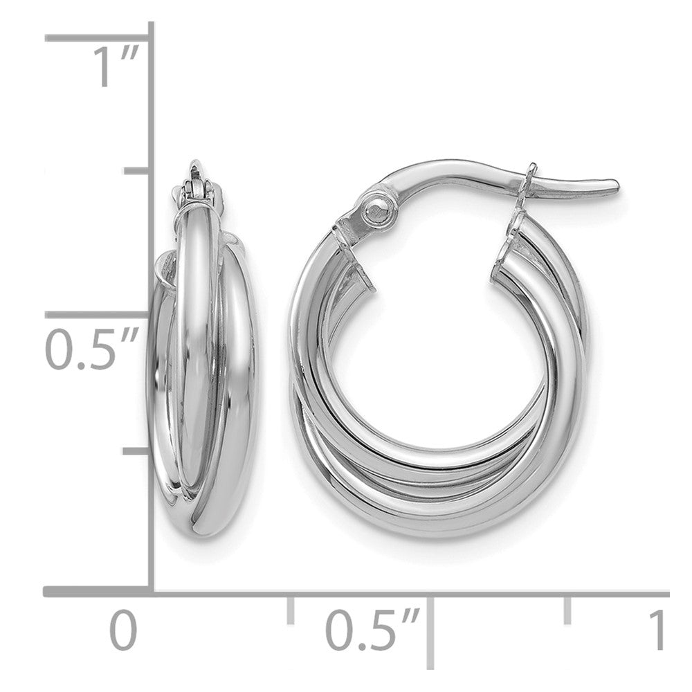 10K White Gold  Polished Twisted Double Hoop Earrings