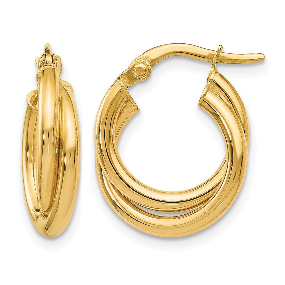 10K Polished Twisted Double Hoop Earrings