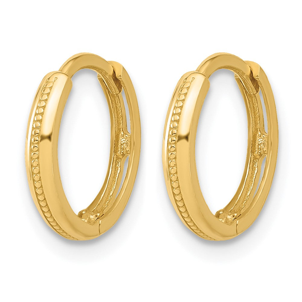 10K Polished and Textured Huggie Hoop Earrings