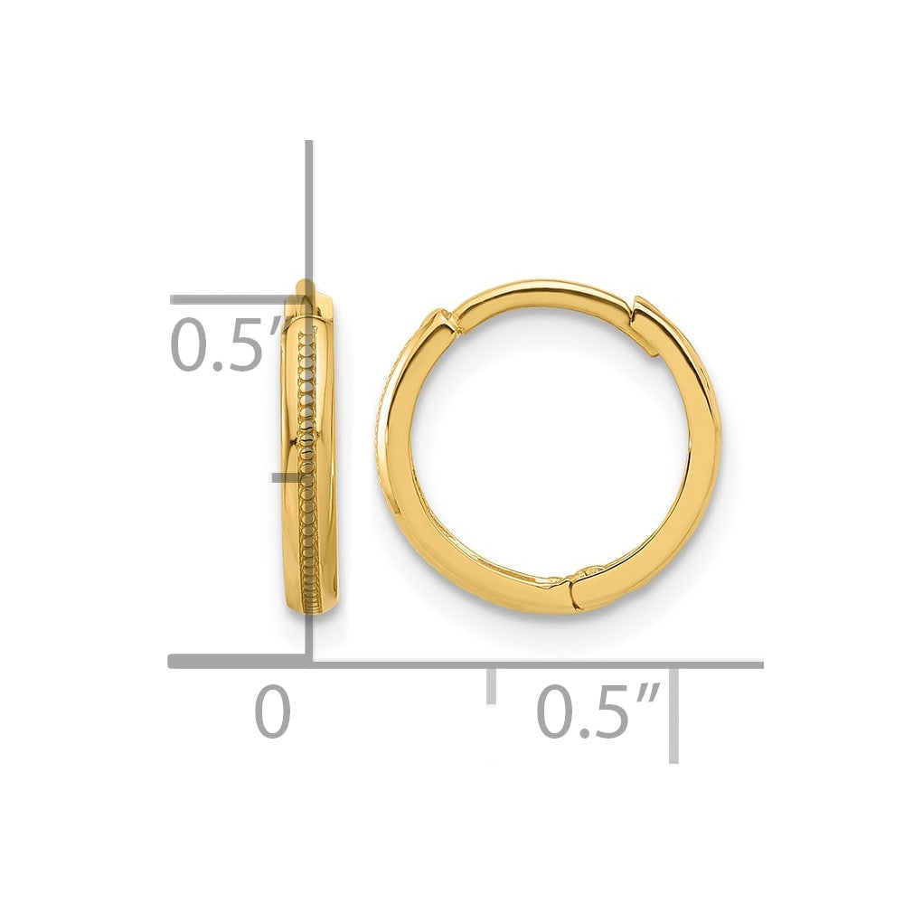 10K Polished and Textured Huggie Hoop Earrings