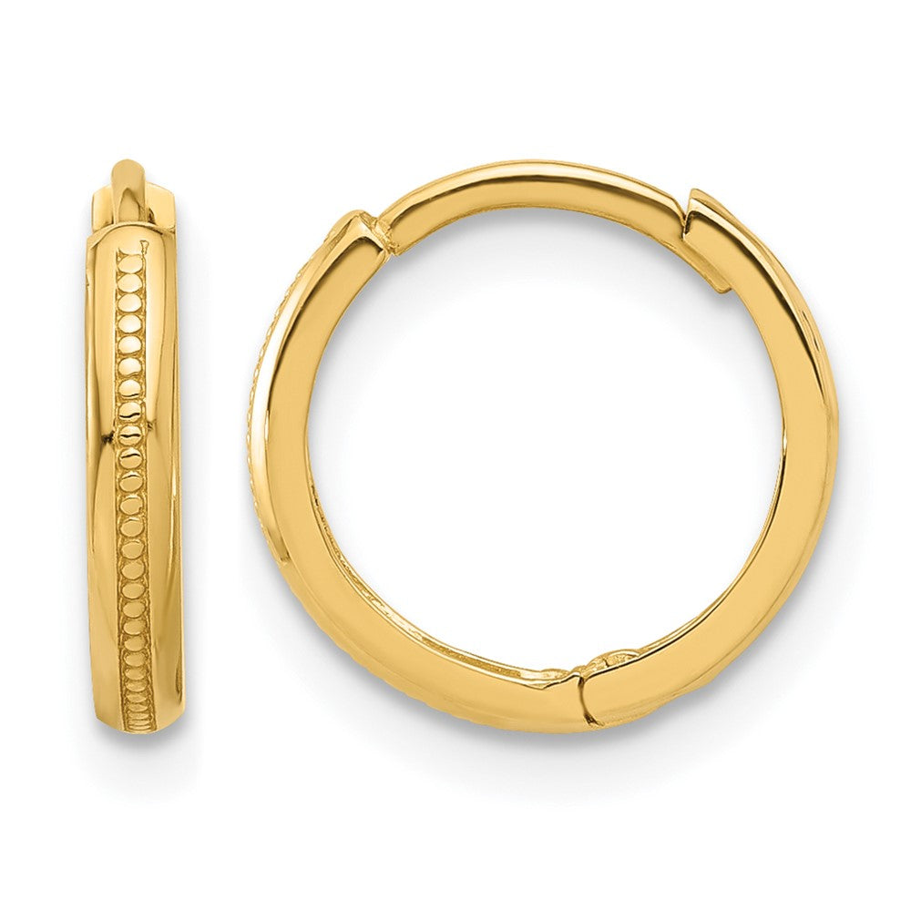 10K Polished and Textured Huggie Hoop Earrings