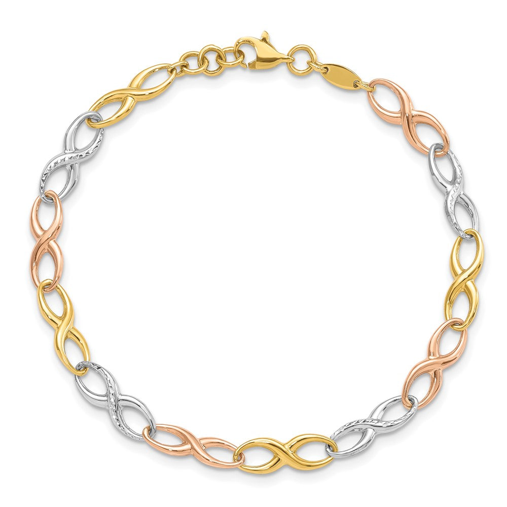 10K Tri-color Infinity Symbol Link Bracelet